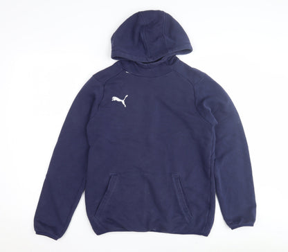 Additional front view of Puma boys’ blue pullover hoodie, size 14-16, logo sportswear
