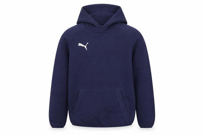 Front view of Puma boys’ blue pullover hoodie, size 14-16, logo sportswear
