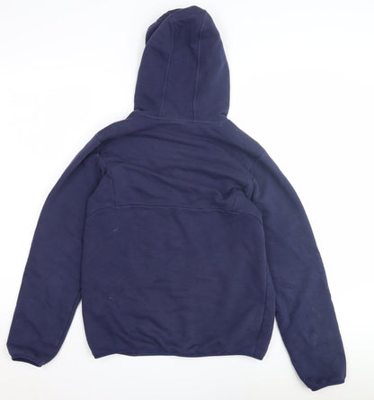 Back view of Puma boys’ blue pullover hoodie, size 14-16, logo sportswear