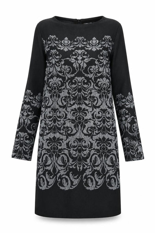 Next Women's Black Geometric Shift Dress Size 12