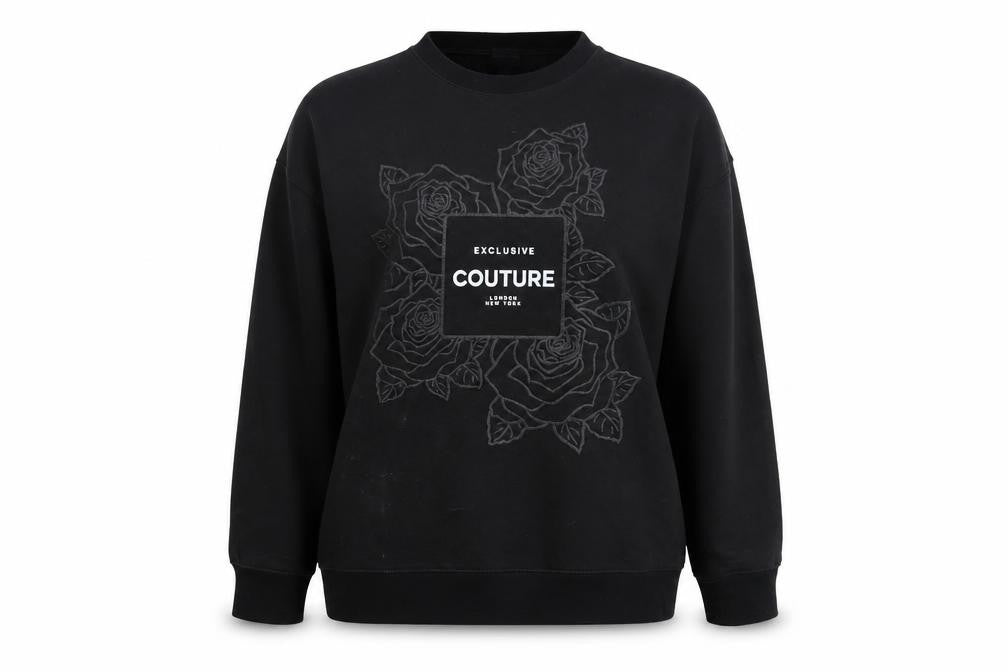 River Island Black Graphic Sweatshirt M Unisex Pullover
