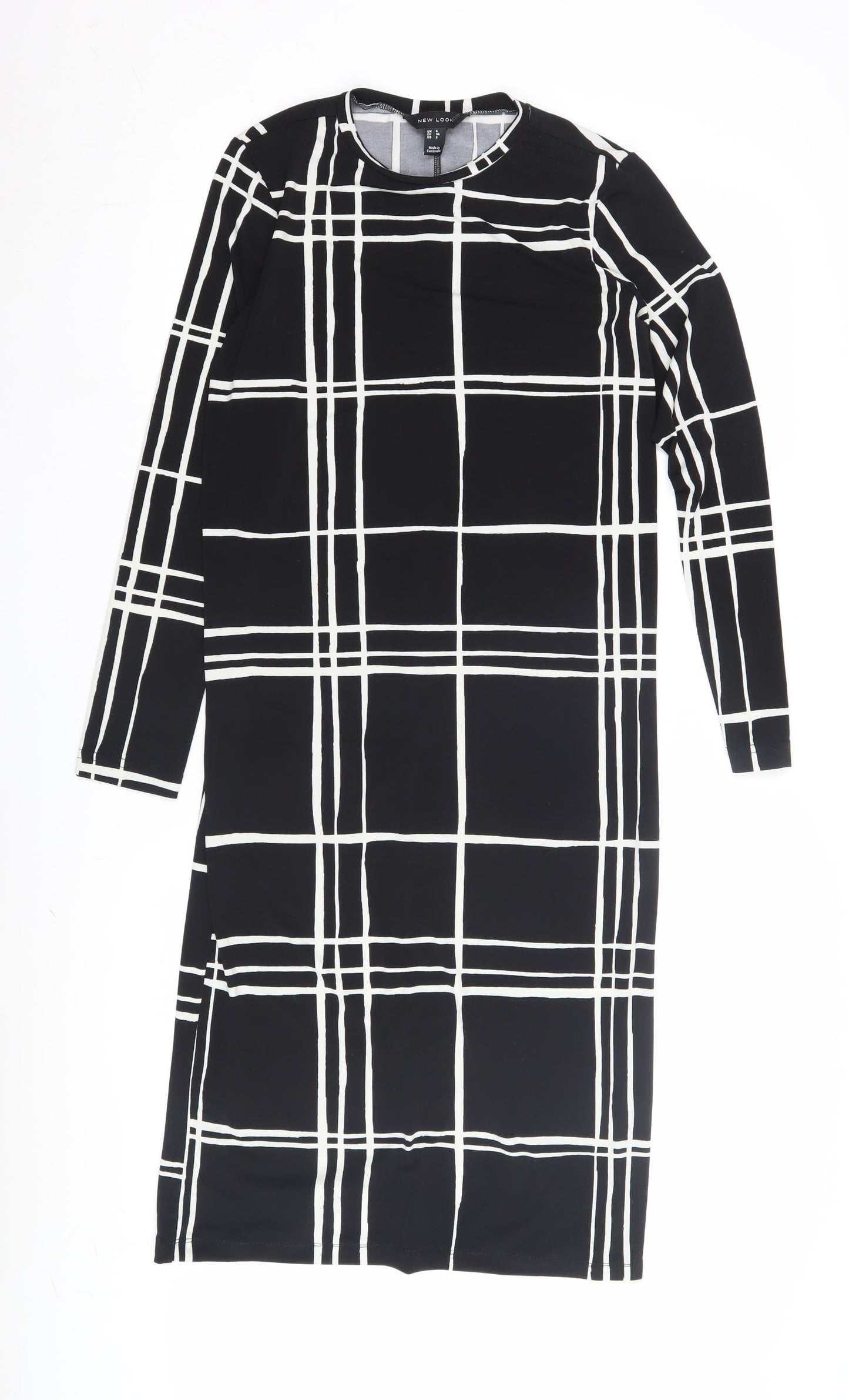 New Look Women's Black Check Dress Size 6