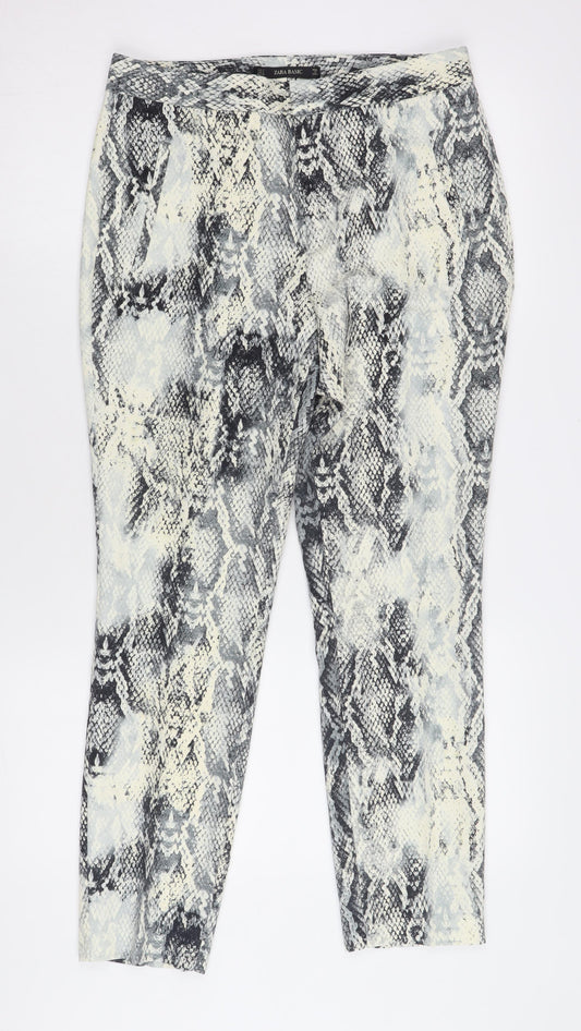 Zara Women's Multicoloured Animal Print Trousers, Size M