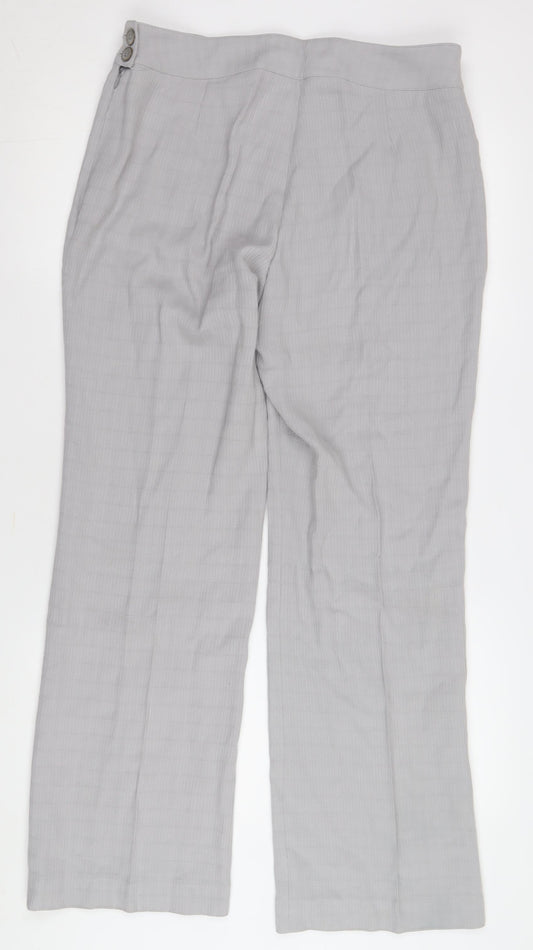 ZEDDRA Women's Grey Trousers, Size 16, Check Pattern