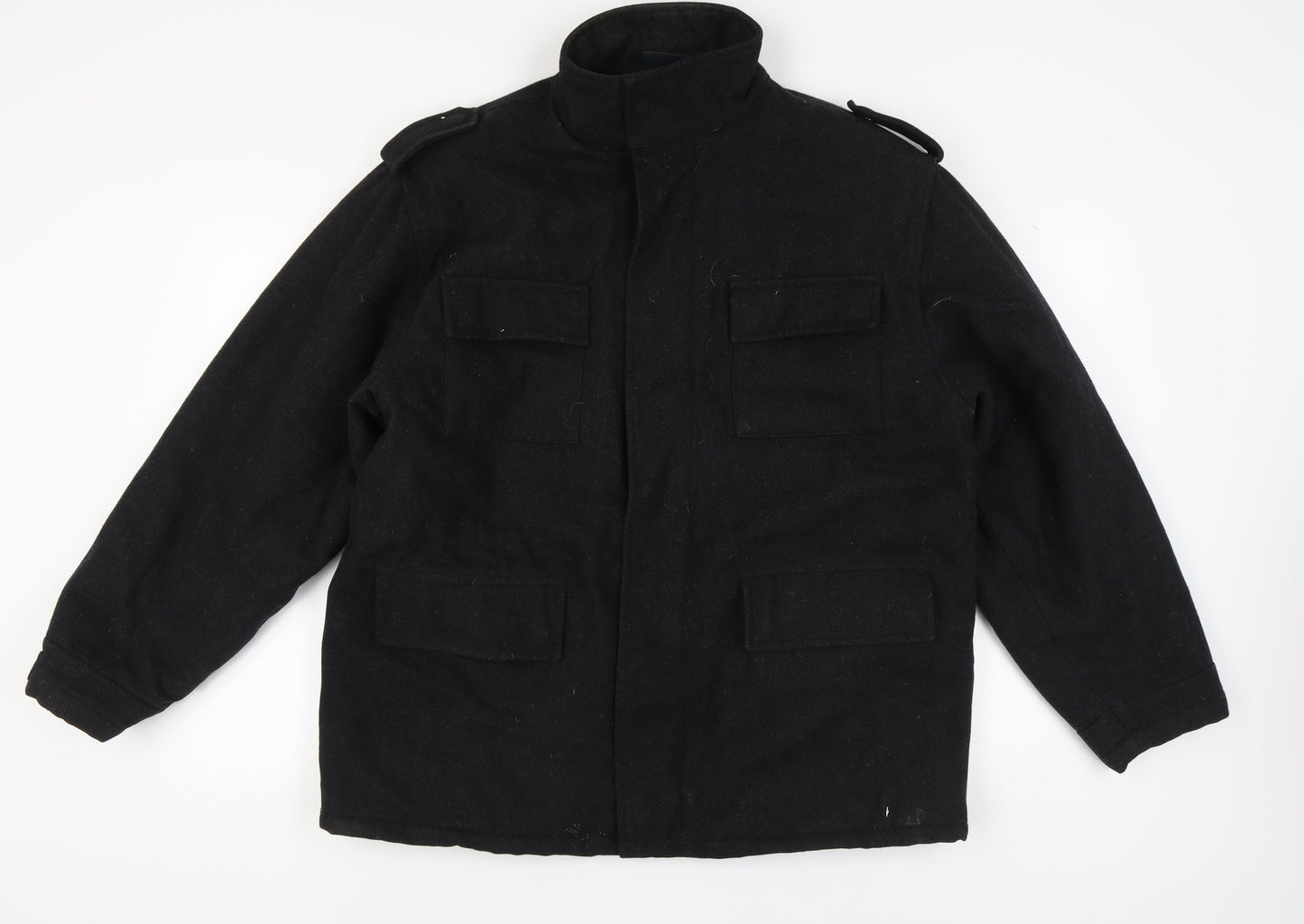 Latitude Men's Black XL Military Wool Coat
