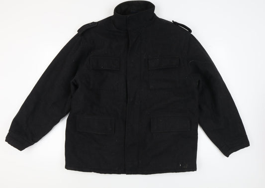 Latitude Men's Black XL Military Wool Coat
