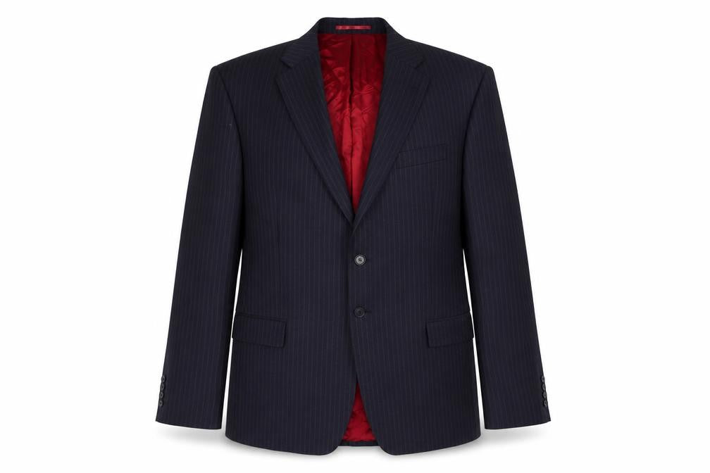 Next Men's Blue Striped Long Suit Jacket 44L