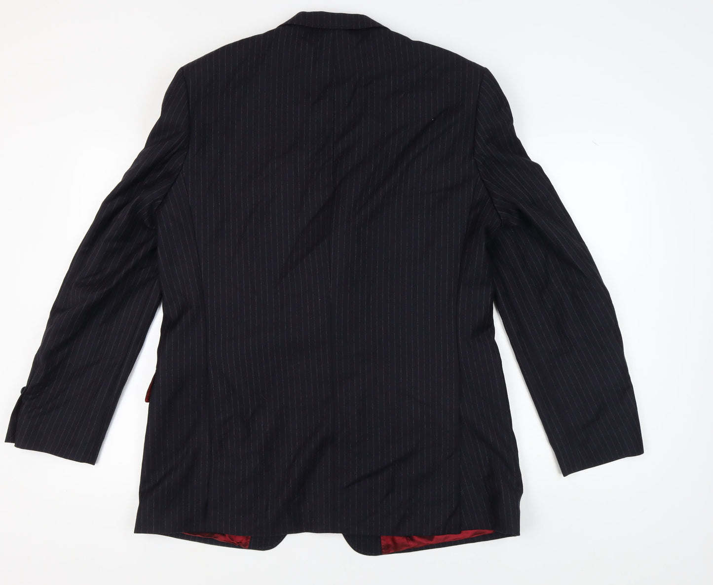 Next Men's Blue Striped Long Suit Jacket 44L