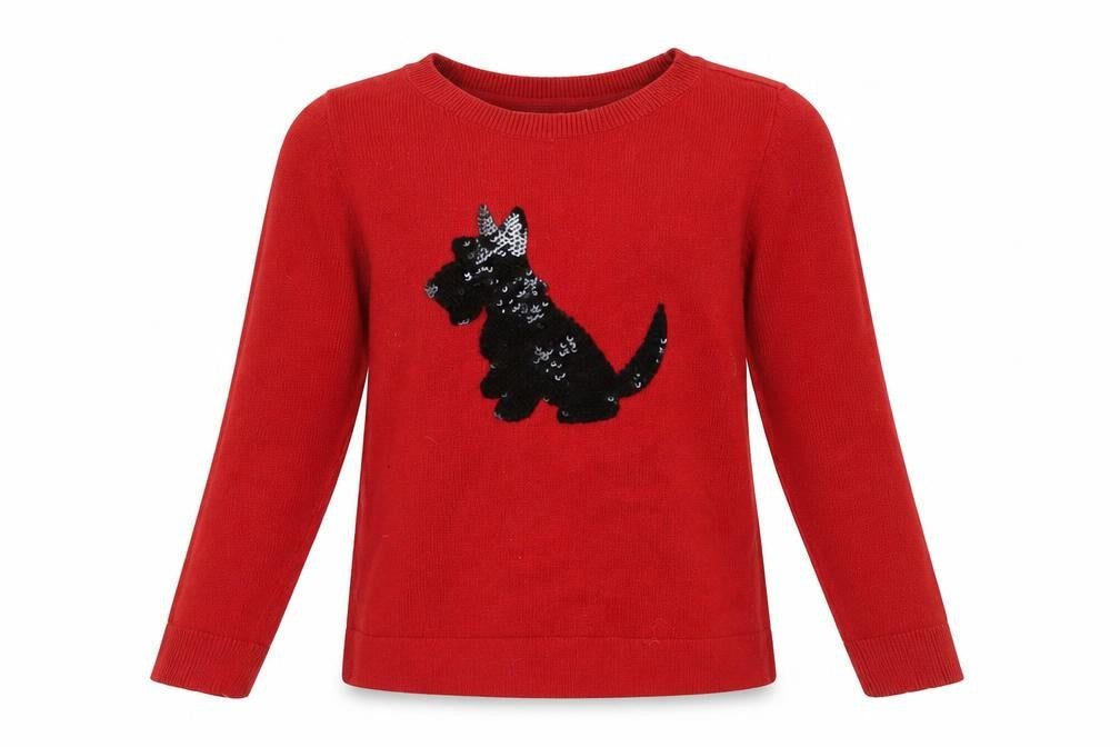 Gap Kids Girls Red Pullover Jumper with Sequin Dog, Size S