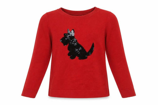 Gap Kids Girls Red Pullover Jumper with Sequin Dog, Size S