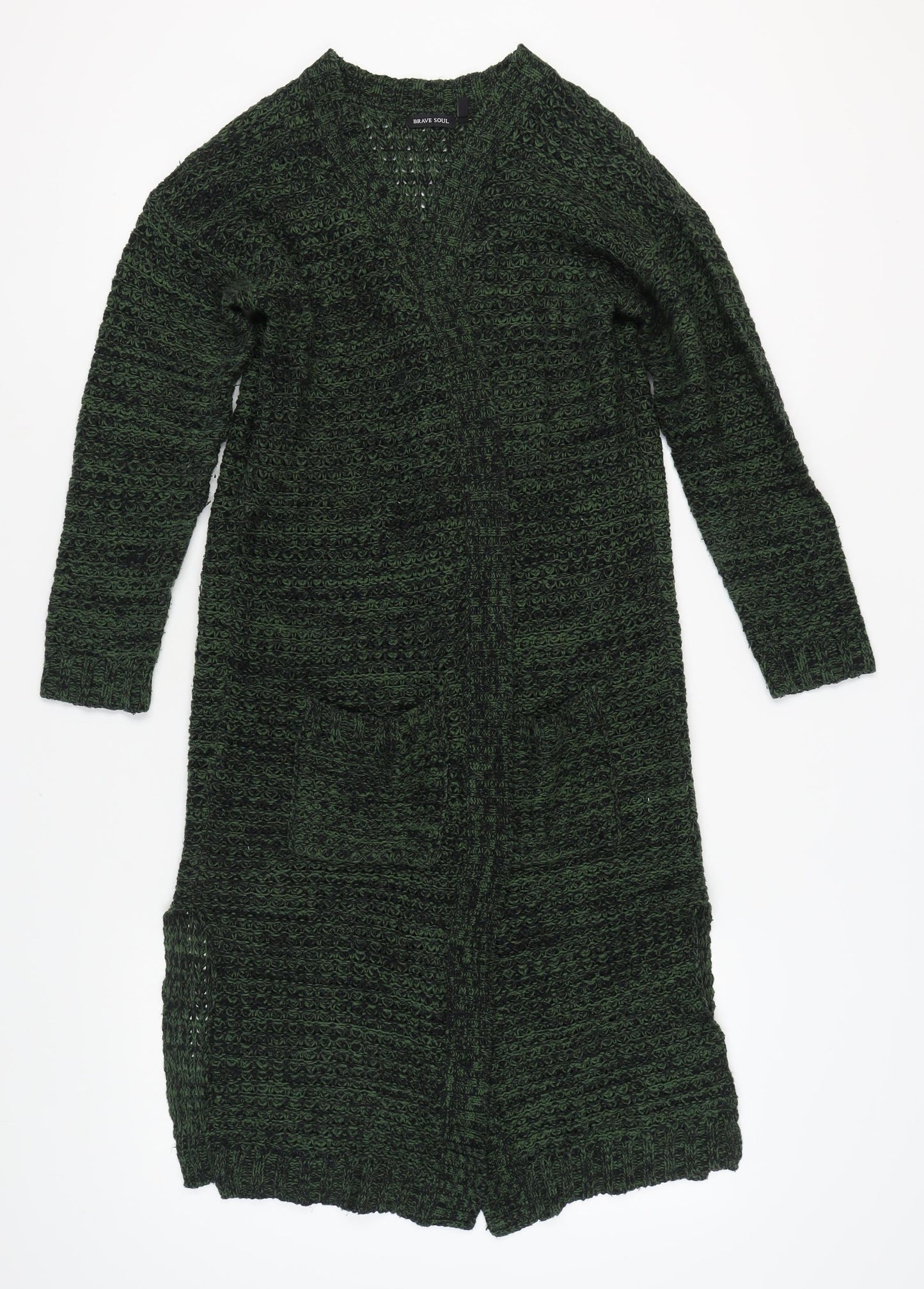 Brave Soul Women's Green Cardigan, Size L, V-Neck Style