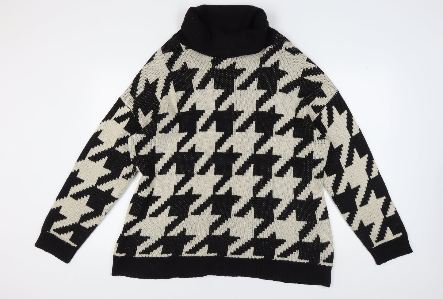 LTS Women’s Black & White Roll Neck Jumper, Size 14-16