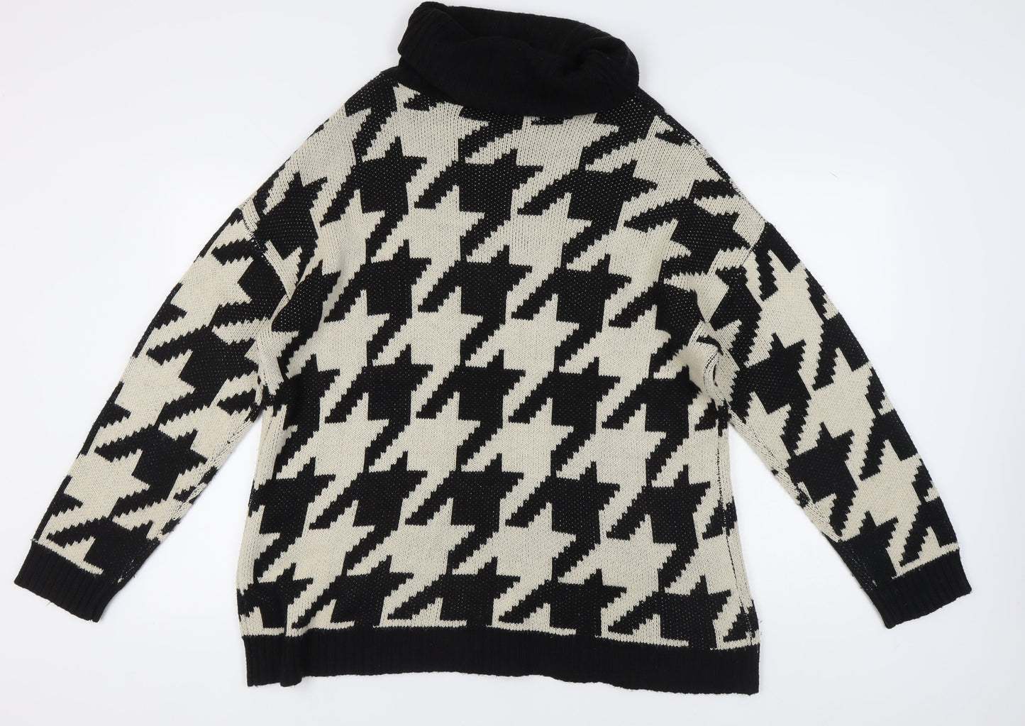 LTS Women’s Black & White Roll Neck Jumper, Size 14-16