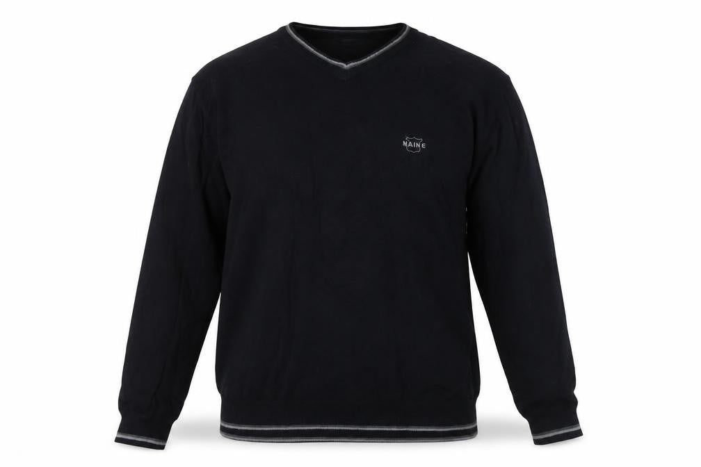 Maine New England Men's Black V-Neck Pullover Jumper