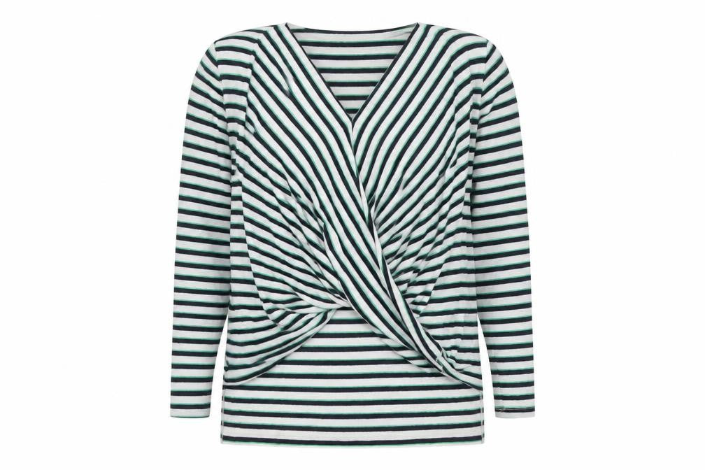 Vero Moda Women's Black Wrap V-Neck Striped Top 2XL