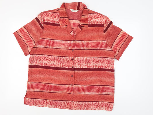 Bonmarché Red Striped Button-Up Shirt Size 20