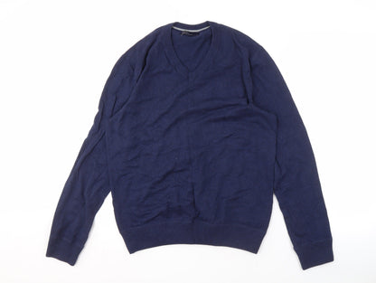 Gap Men's Blue V-Neck Pullover Jumper, Size M