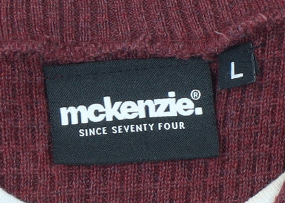 McKenzie Red V-Neck Pullover Jumper Men L