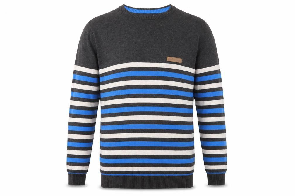 McKenzie Men's Grey Striped Pullover Jumper Size L