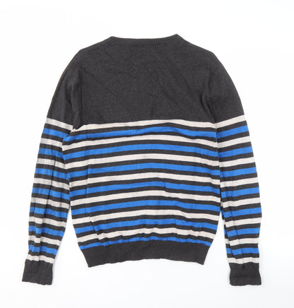 McKenzie Men's Grey Striped Pullover Jumper Size L