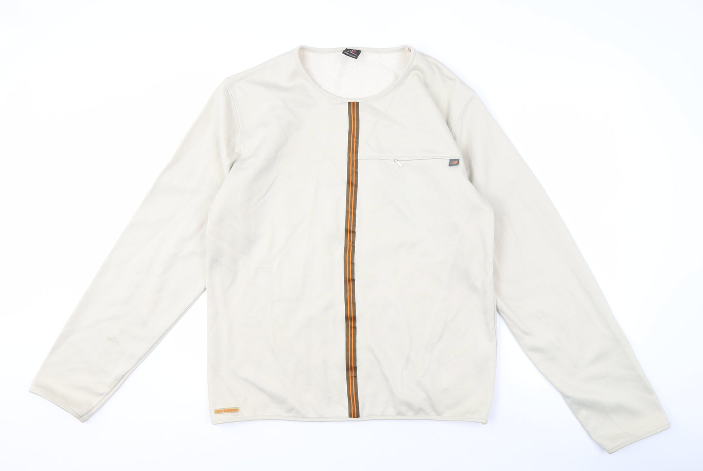 New Balance Men's Beige Sweatshirt S Zip Accent