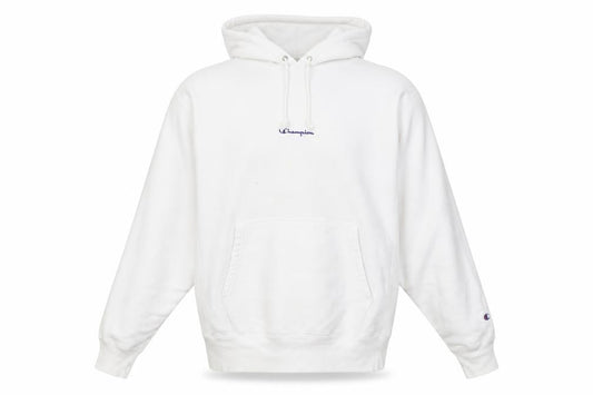 Champion Men's White Hoodie - Medium, Pullover, Logo