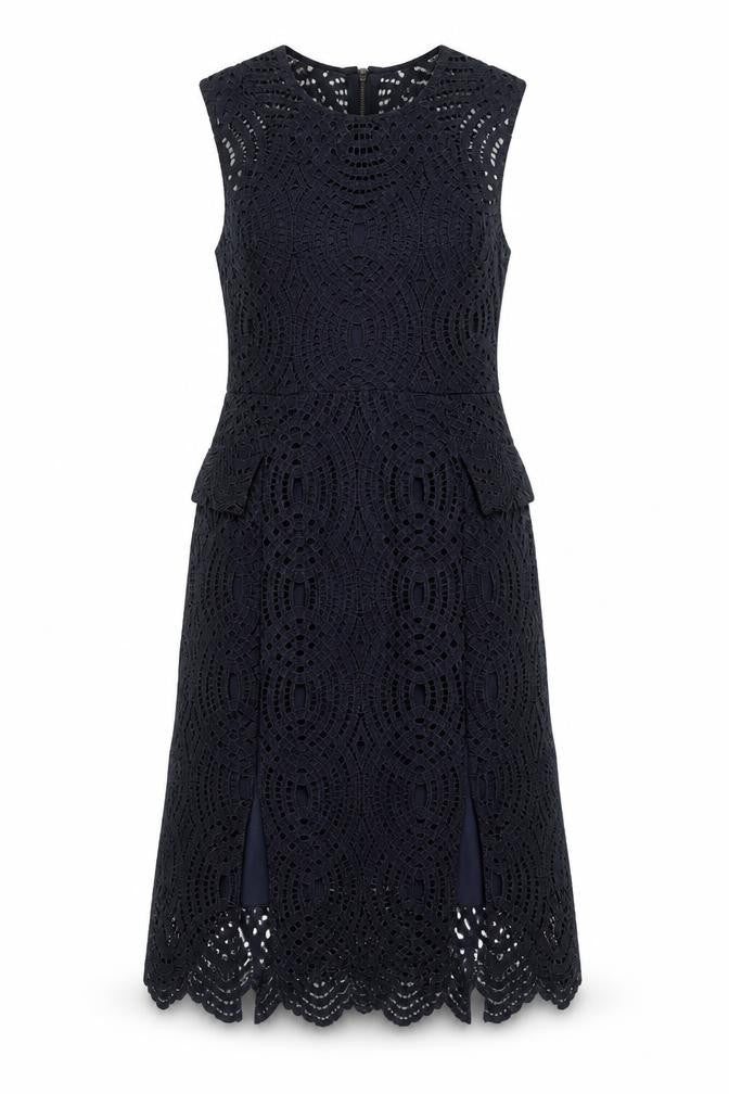 Whistles Women's Black A-Line Lace Dress Size 10