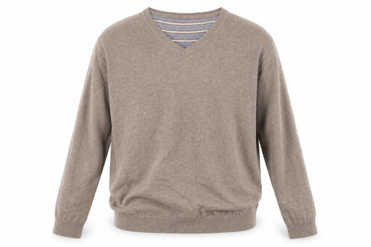 Jeff Banks Men's Brown V-Neck Cotton Pullover L