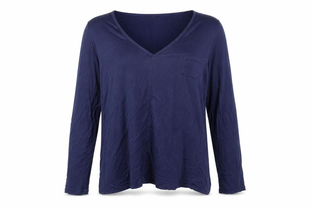 DKNY Women's Blue Long Sleeve V-Neck T-Shirt