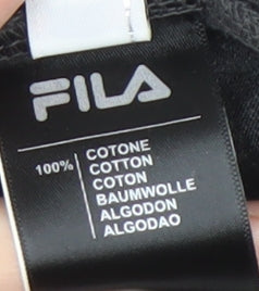 Close-up detail of Fila boys’ grey logo t-shirt, short sleeve, size L