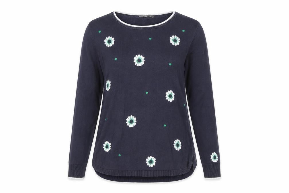Laura Ashley Women's Blue Floral Pullover Jumper Size 12