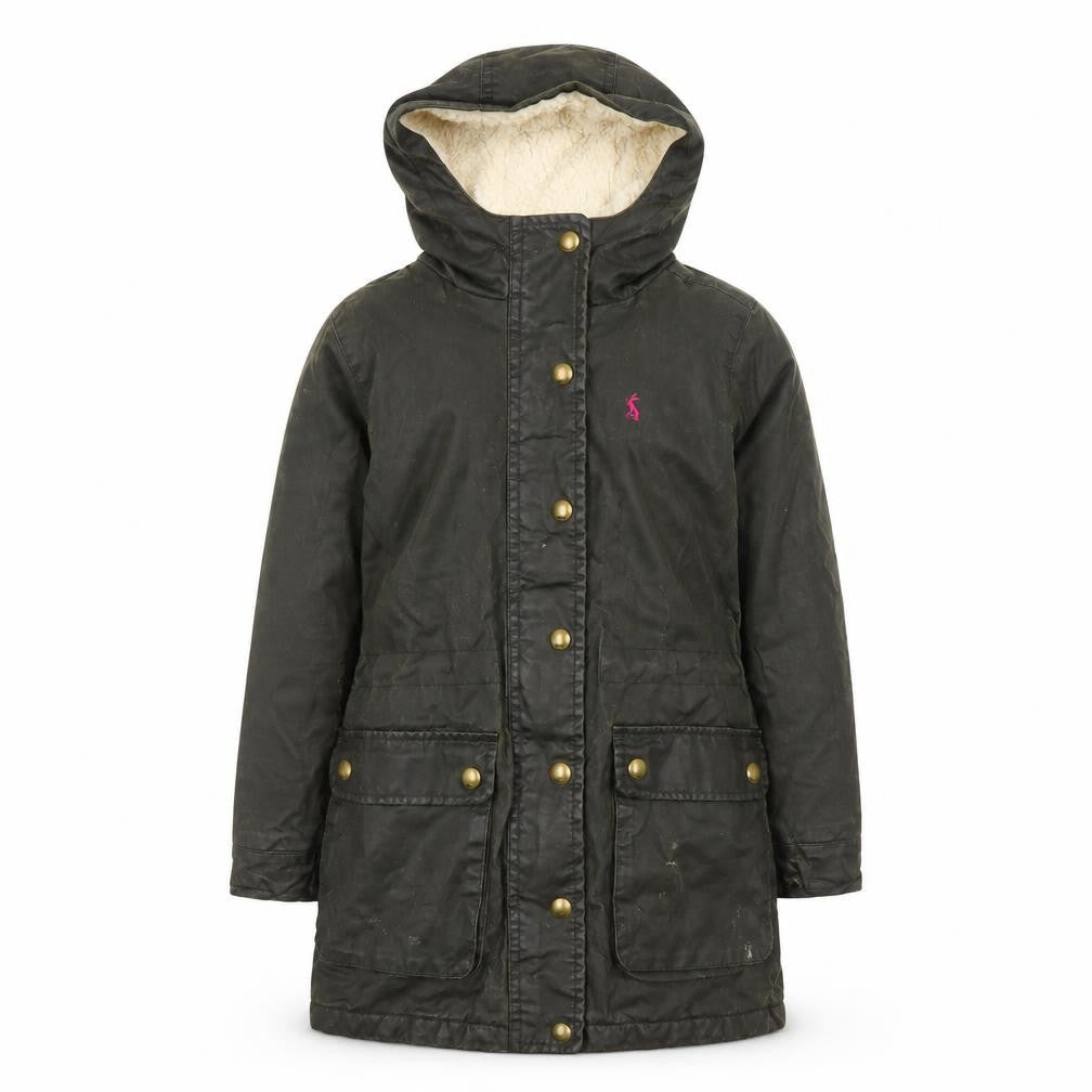 Joules Girls' Green Parka Coat, Size 6, Hooded Winter Jacket