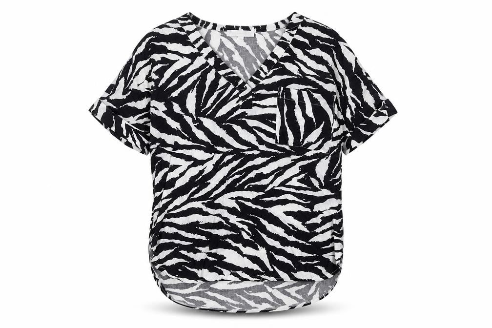 Warehouse Women's V-Neck Animal Print Top UK 6