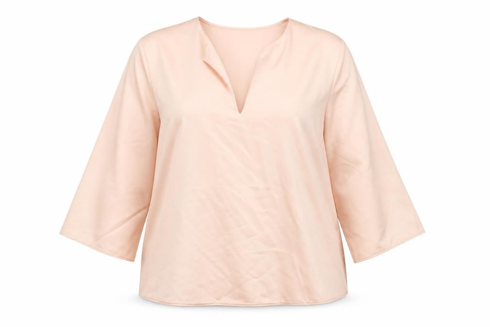 Marks & Spencer Women's Pink Blush Autograph 3/4 Sleeve V-Neck Blouse