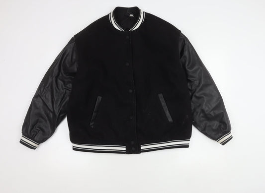 H&M Men's Black Varsity Jacket M Casual Wear