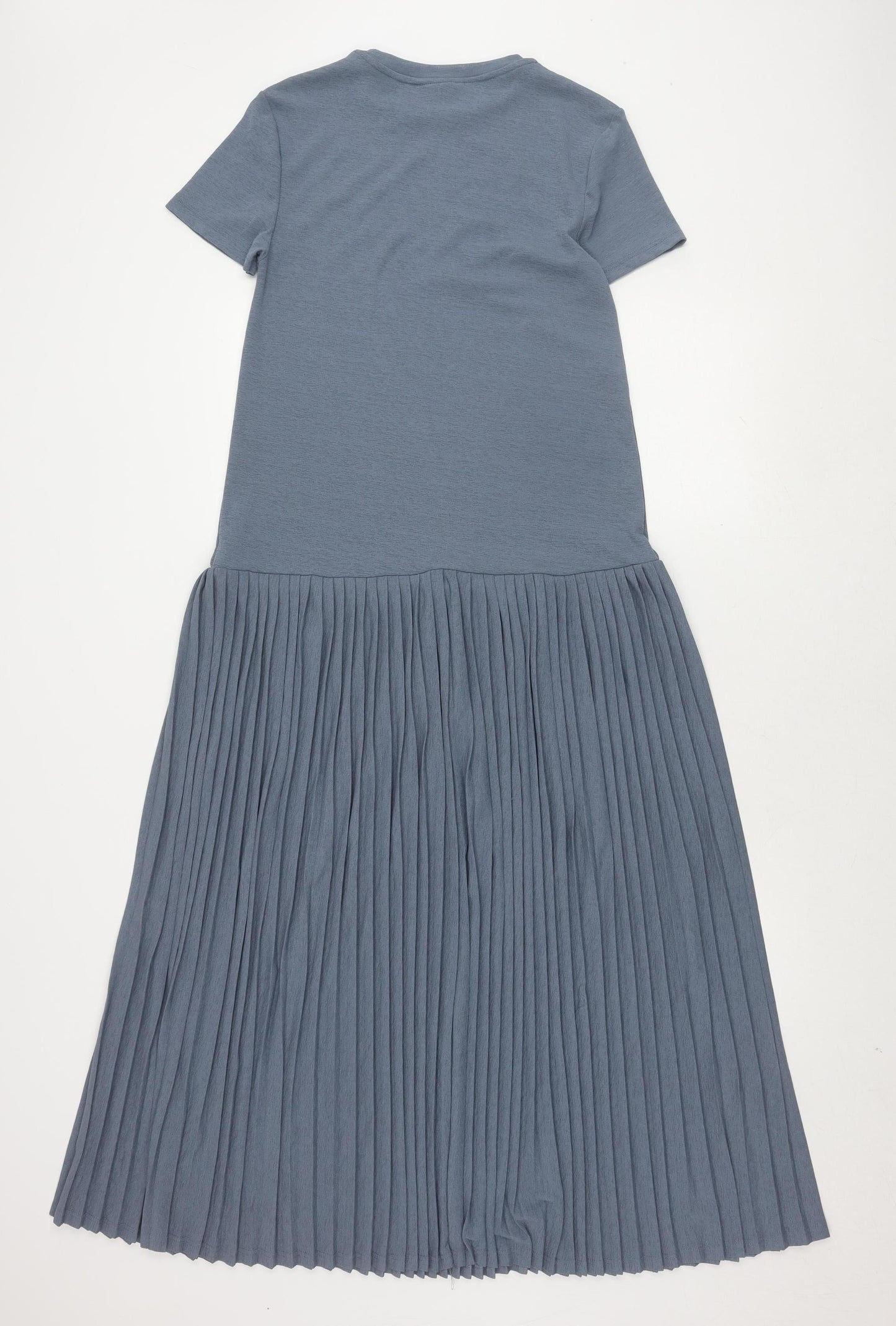 Topshop Women Blue Midi Dress UK 6 Short Sleeve Pleated