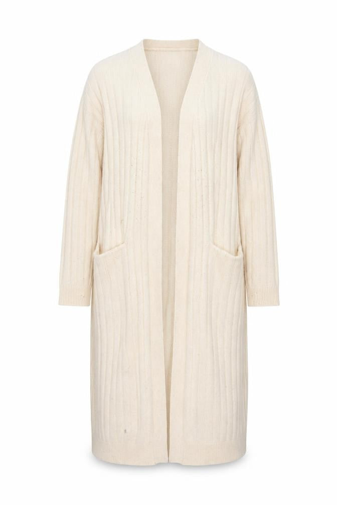 Y.A.S Women's Beige Open Front Cardigan Medium Long Sleeve Knit