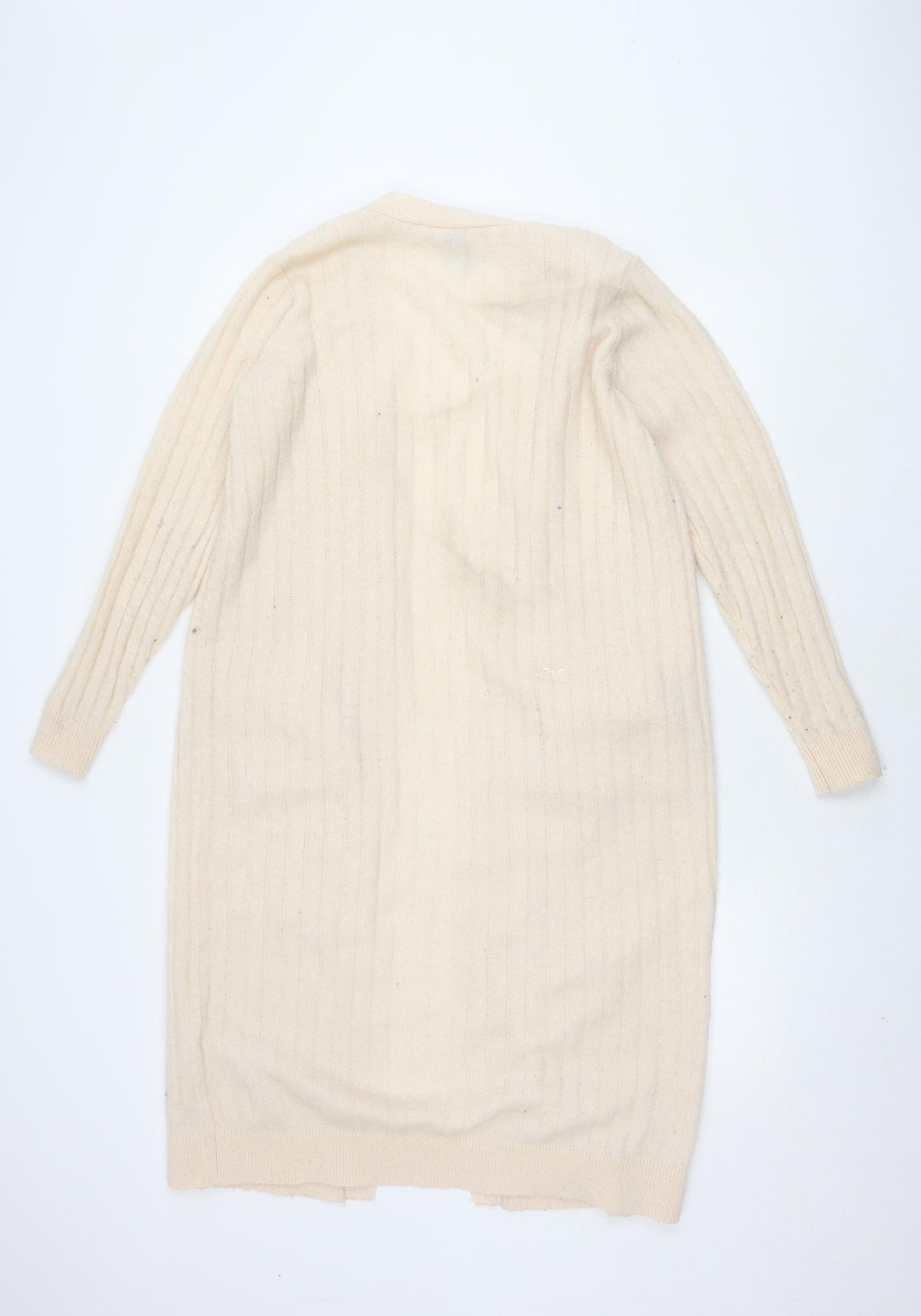 Y.A.S Women's Beige Open Front Cardigan Medium Long Sleeve Knit
