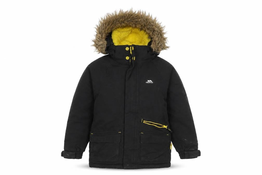 Trespass Boys Black Parka Coat 5-6 Years, Winter Hooded Jacket