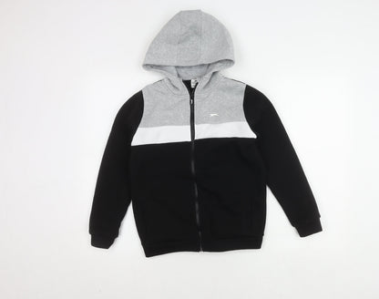 Additional front view of Slazenger boys’' black basic jacket, hooded, 11-12 years