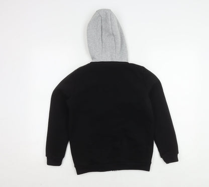 Back view of Slazenger boys’' black basic jacket, hooded, 11-12 years