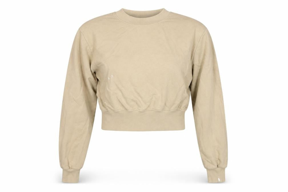Collusion Women's Beige Cropped Crew Neck Jumper Size 12
