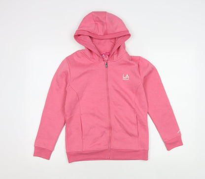 Additional front view of LA Gear girls’ pink hooded basic jacket 13 years