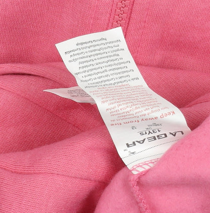 Close-up detail of LA Gear girls’ pink hooded basic jacket 13 years