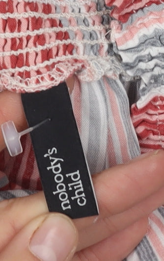 Close-up detail of Nobody's Child Women's Striped Off Shoulder Top