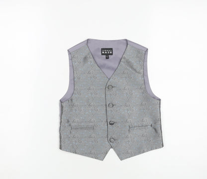 Additional front view of Thomas Nash boys’ grey formal waistcoat 5-6 years wedding suit
