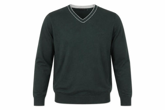 Jeff Banks Men's Green V-Neck Pullover Jumper Size M