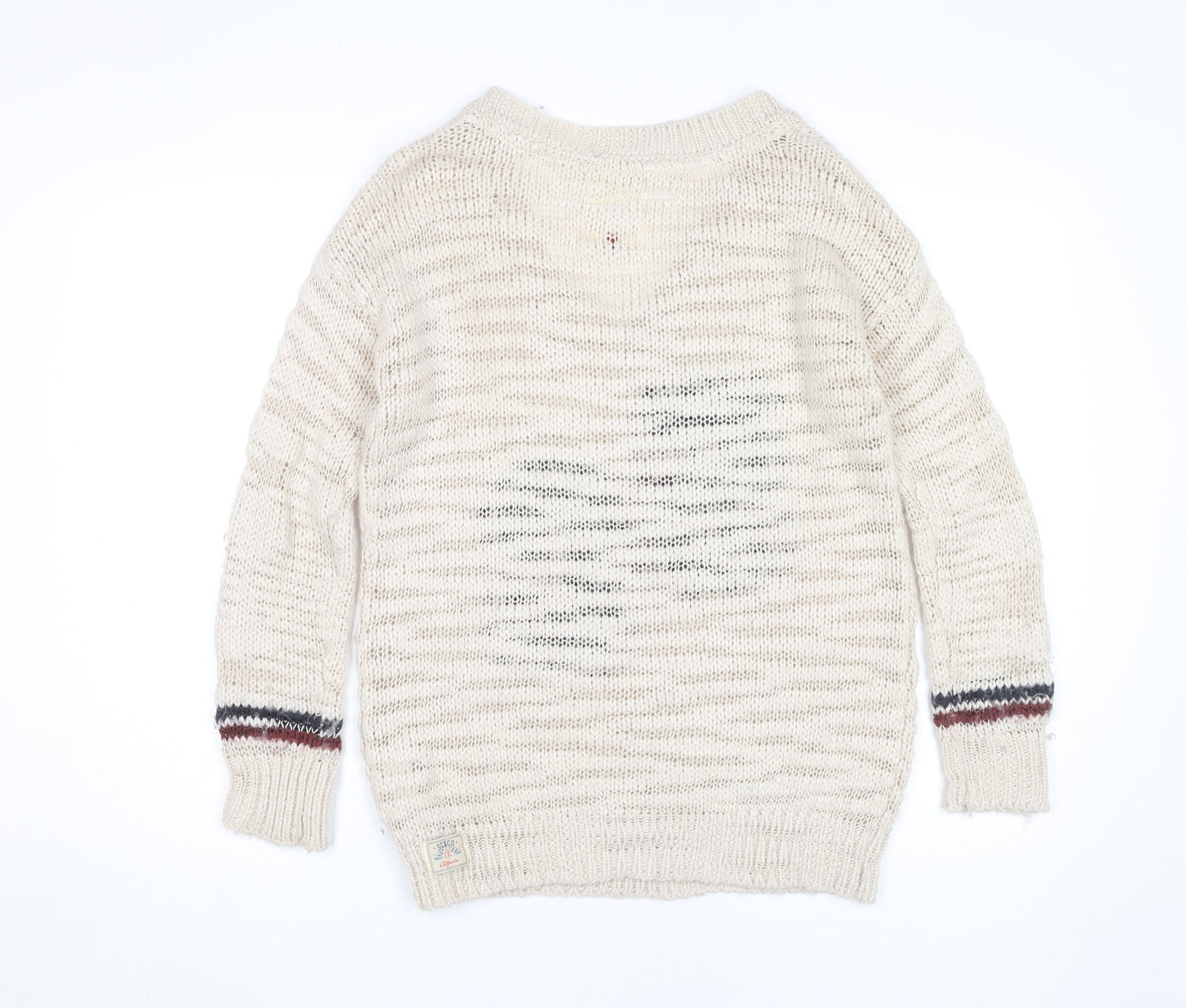 SoulCal & Co Womens Beige V-Neck Knit Pullover Jumper Size 8