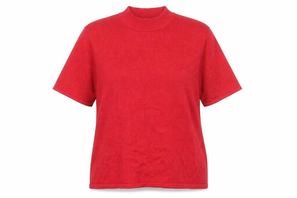 Jacques Vert Women's Red Basic Mock Neck T-Shirt L