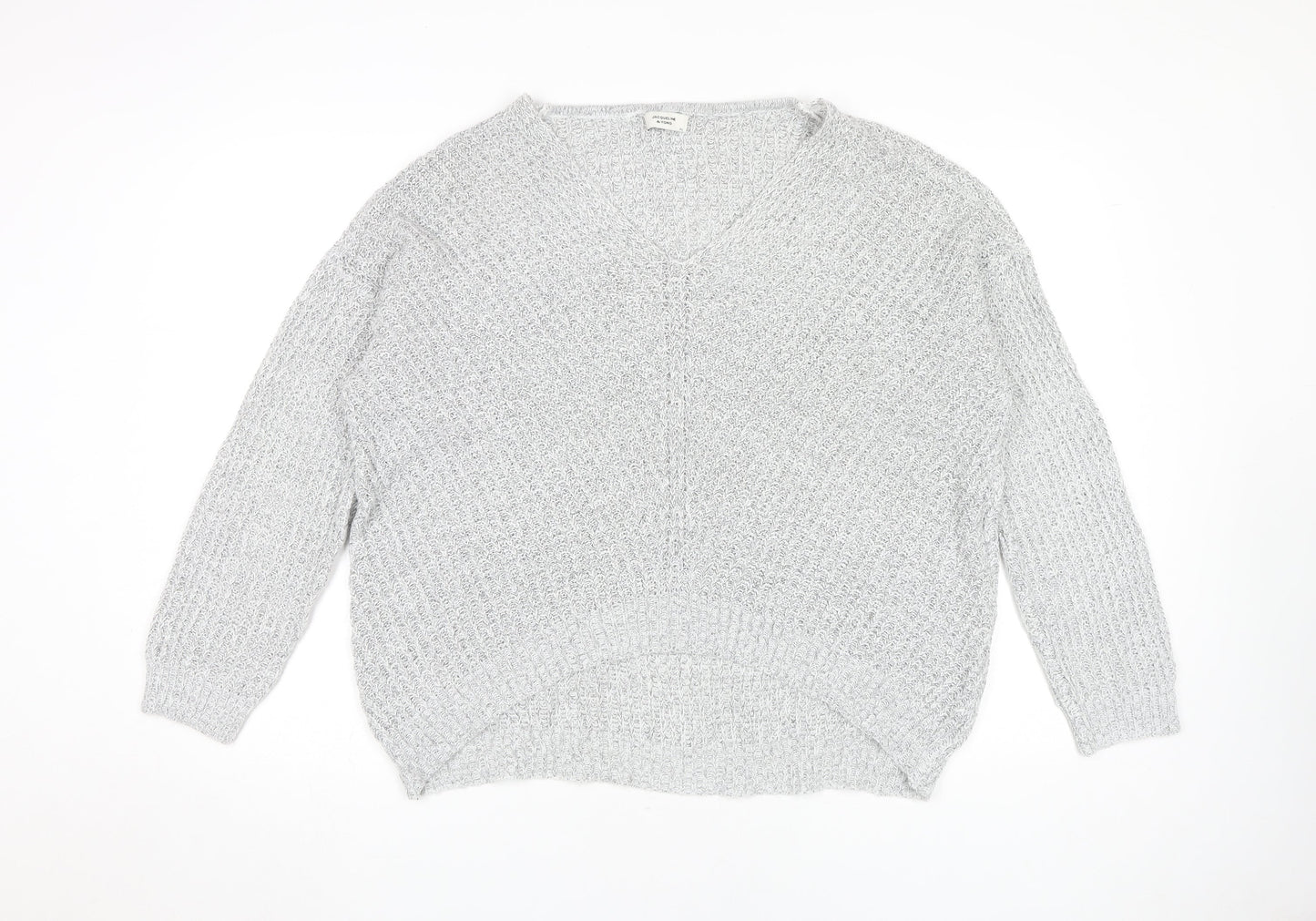 Jacqueline de Yong Women's Grey XL Chunky Pullover Jumper